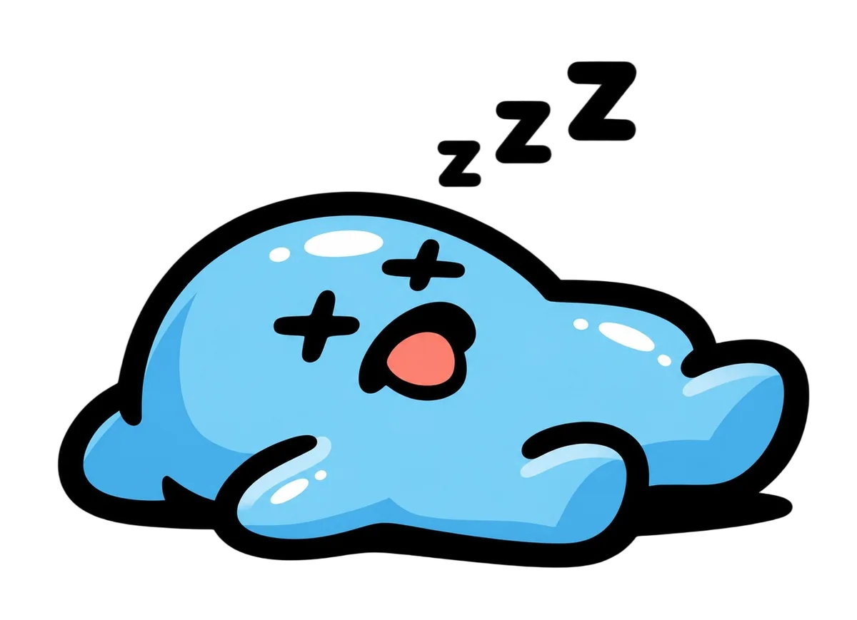 Bu the FlowBu mascot exhausted after a busy day of social media work